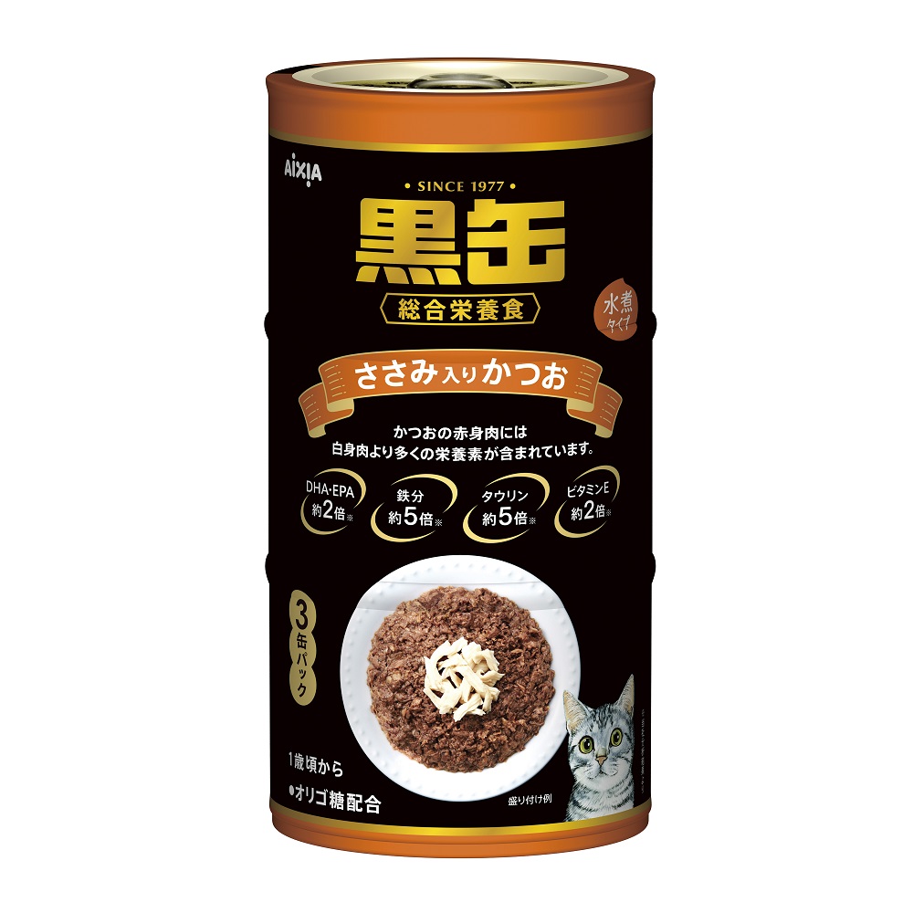 黒缶3P ささみ入りかつお 480g