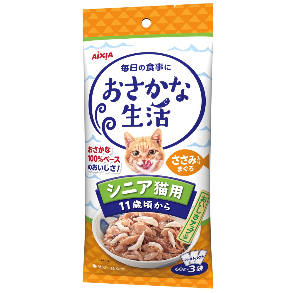 おさかな生活 シニア猫用　ささみ入りまぐろ 180g