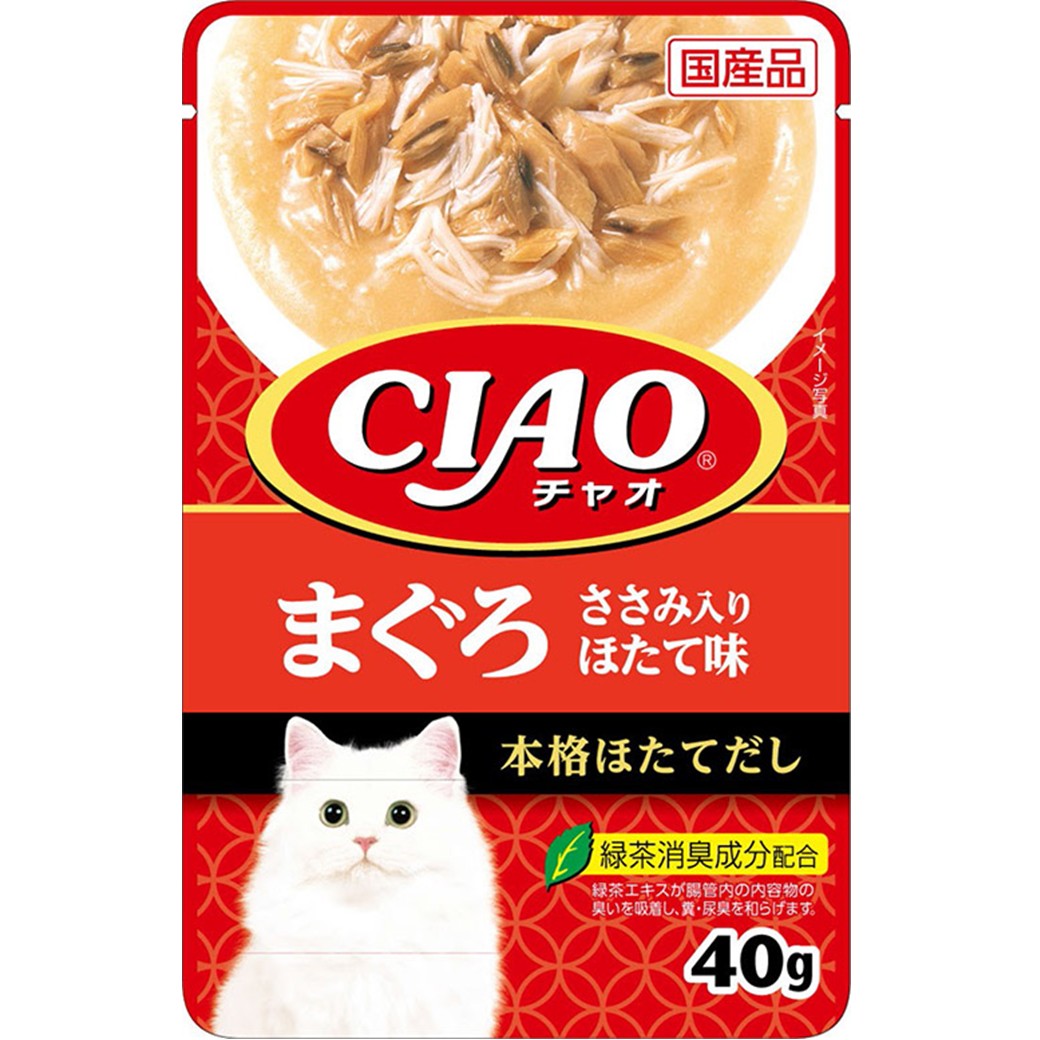 CIAO パウチ まぐろ ささみ入り ほたて味 40g