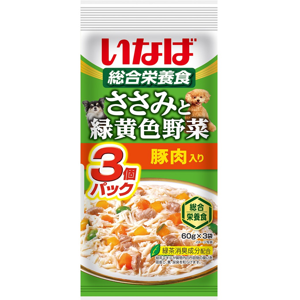 ささみと緑黄色野菜 豚肉入り 60g×3袋