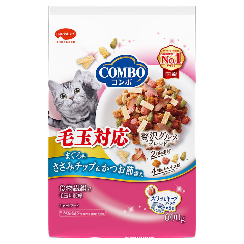 コンボキャット 毛玉対応まぐろ味・ささみチップ・かつお節添え600g