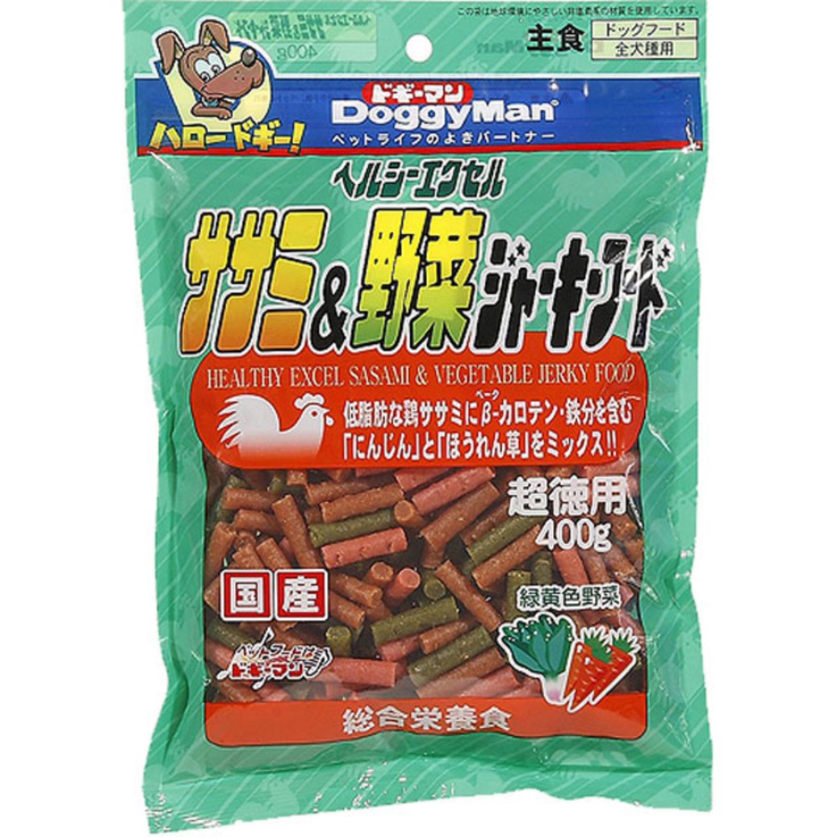 ドギーマン ヘルシーエクセルササミ&野菜ジャーキーフード 400g