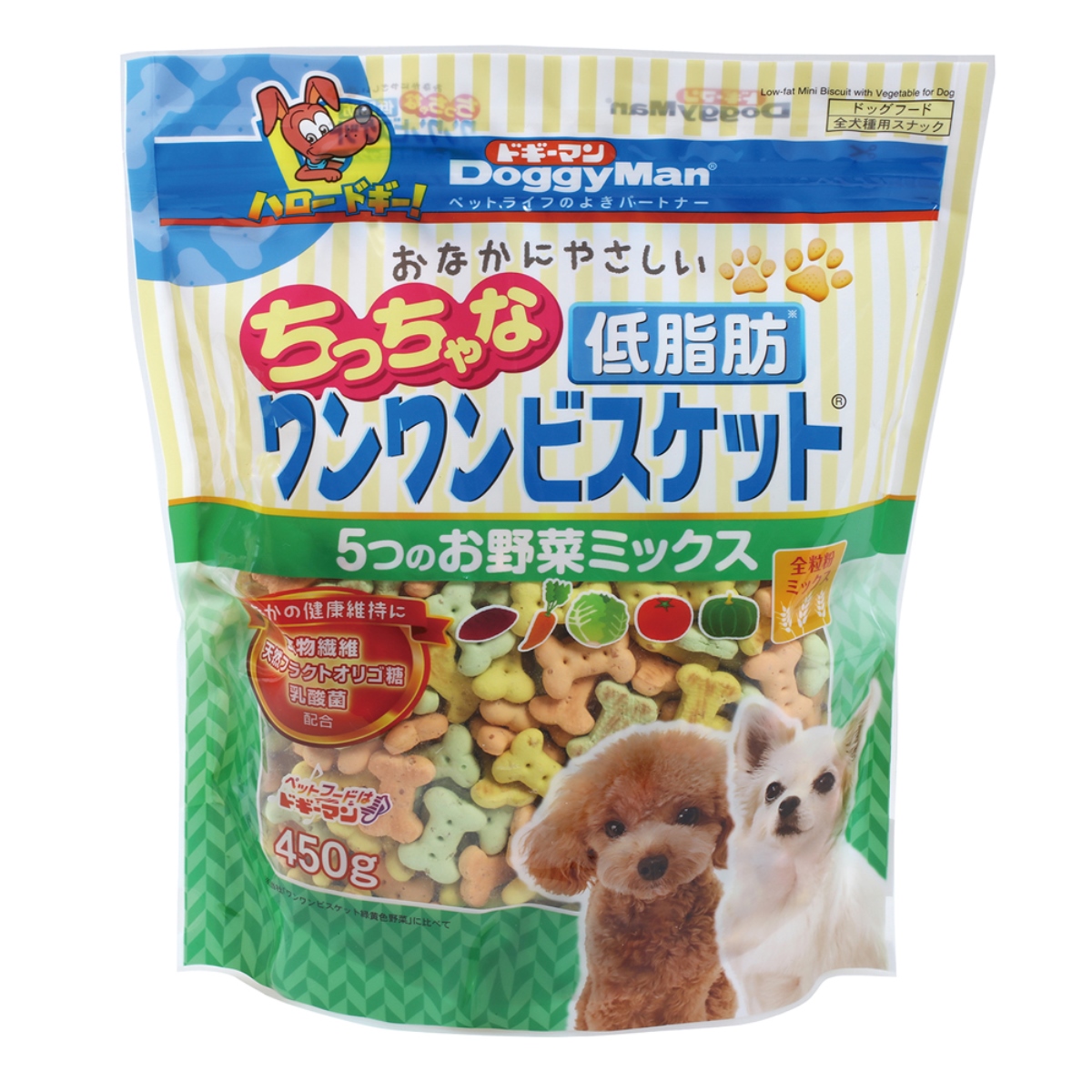 ドギーマン おなかにやさしいちっちゃな低脂肪ワンワンビスケット　5つのお野菜ミックス 450g