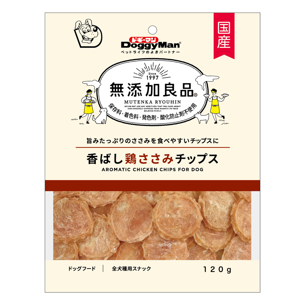ドギーマン無添加良品　香ばし鶏ささみチップス 120g