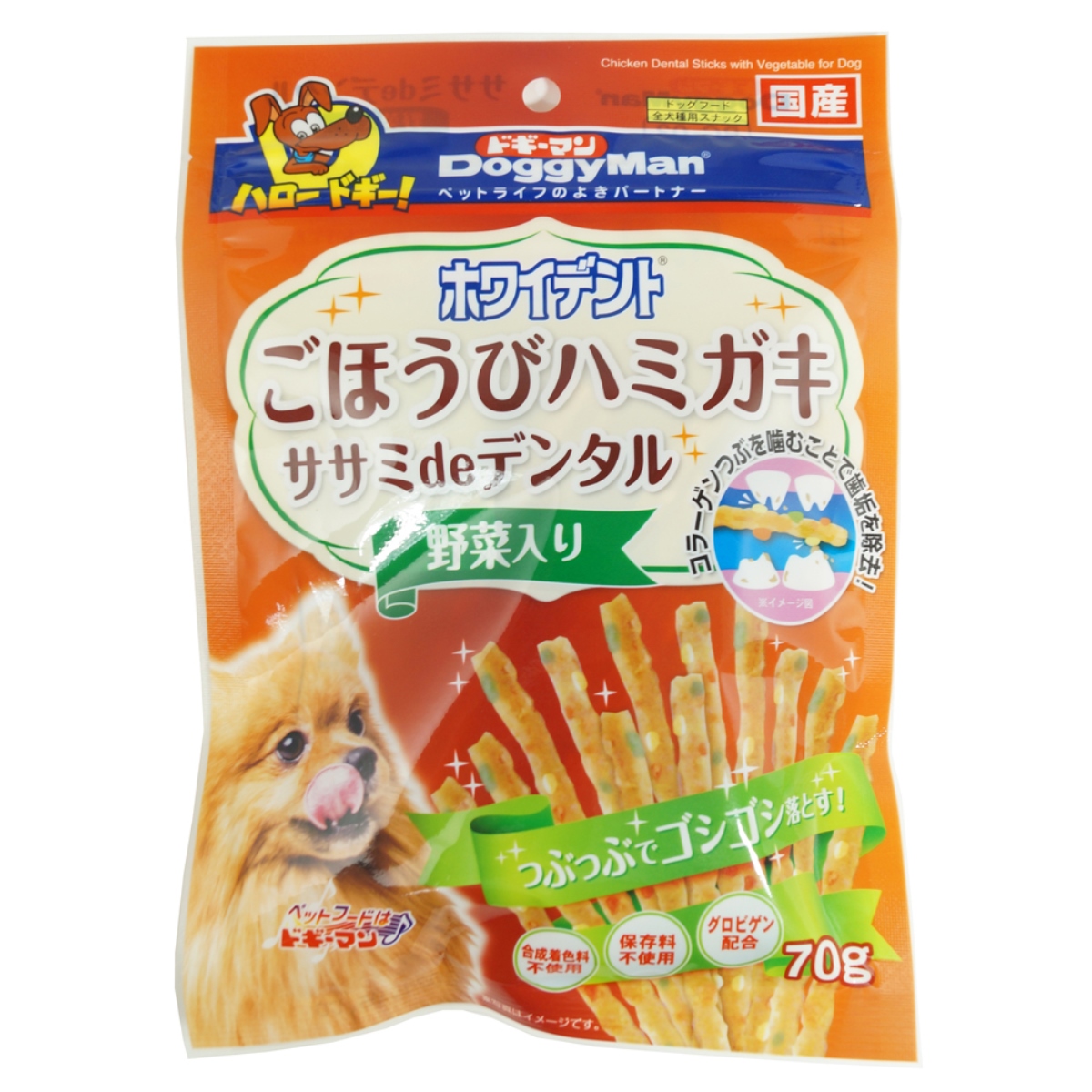 ドギーマンホワイデントササミdeデンタル　野菜入り 70g