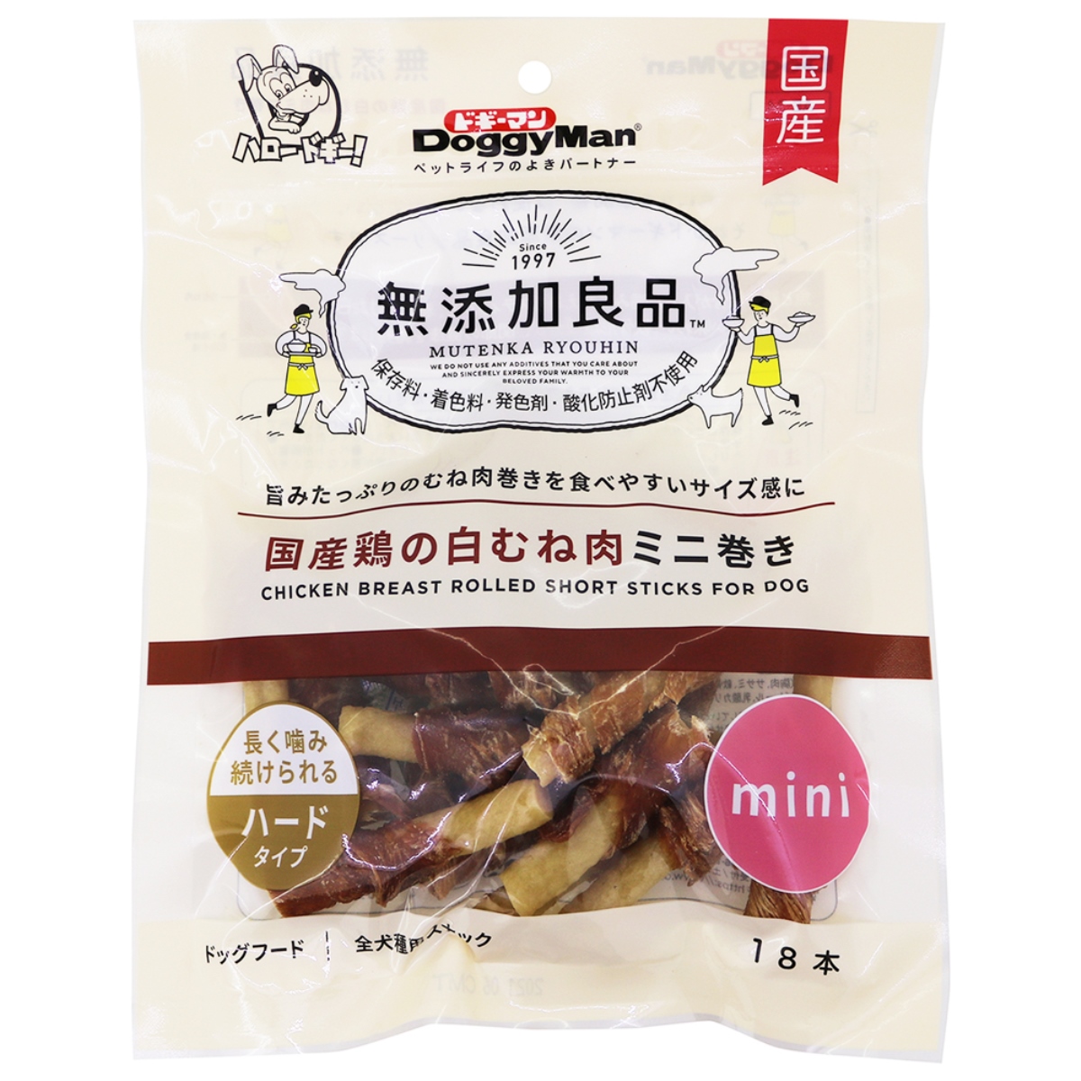 ドギーマン無添加良品　国産鶏の白むね肉ミニ巻き 18本